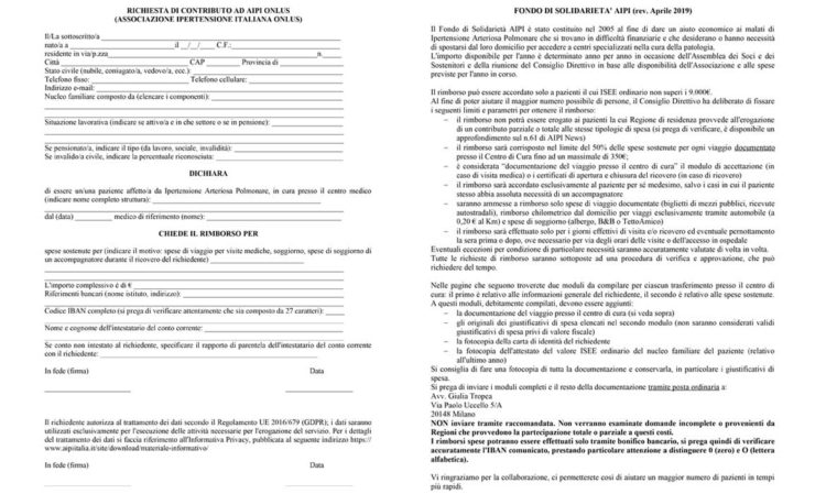 Modulo Contributo Solidarietà