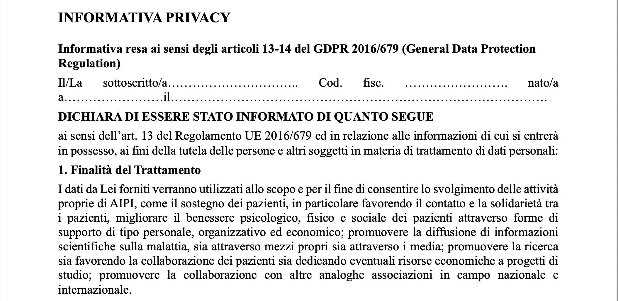 Informativa privacy