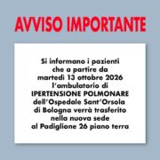 Avviso importante per chi è in cura presso il Policlinico Sant’Orsola-Malpighi di Bologna